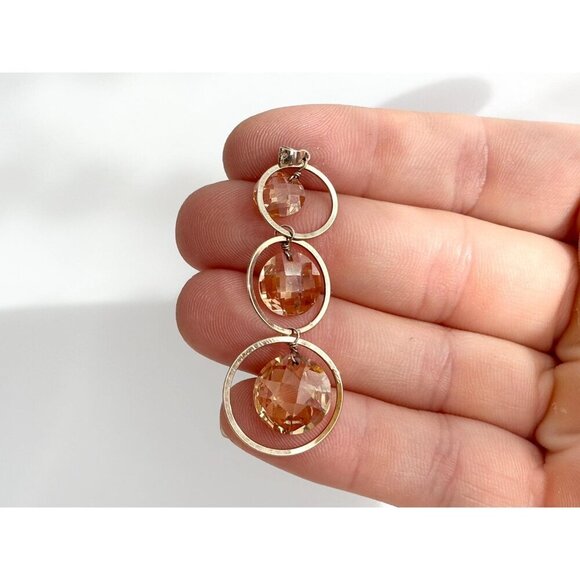 Vermeil Triple Citrine Chandelier Sterling Silver 925 Vintage Pendant | Charm - Picture 4 of 6